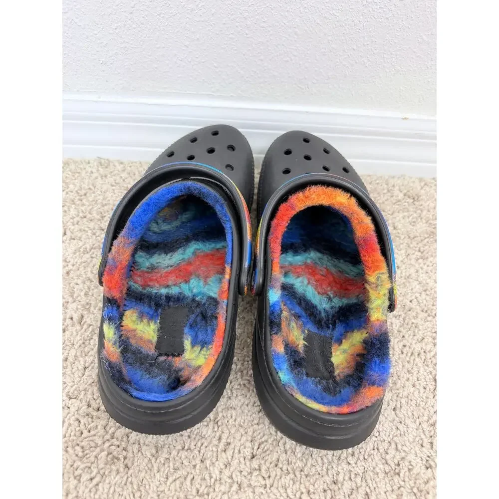 Crocs Classic Tie Dye Fuzzy Lined Clogs M10 W12